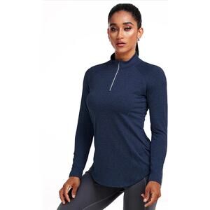 *3-Pack* Cadmus Women's Compression Quarter Zip Pullover Top Navy Blue Medium